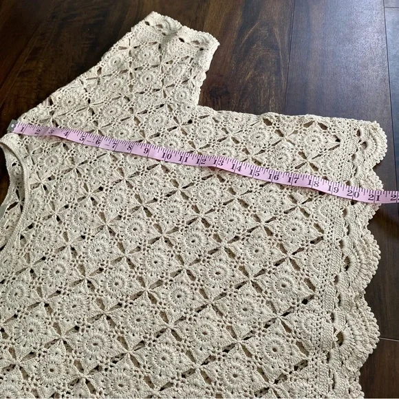 Sezane Dorine Crochet Top 100% Cotton Large Beige Lace Cottagecore Grandmacore - Picture 14 of 14